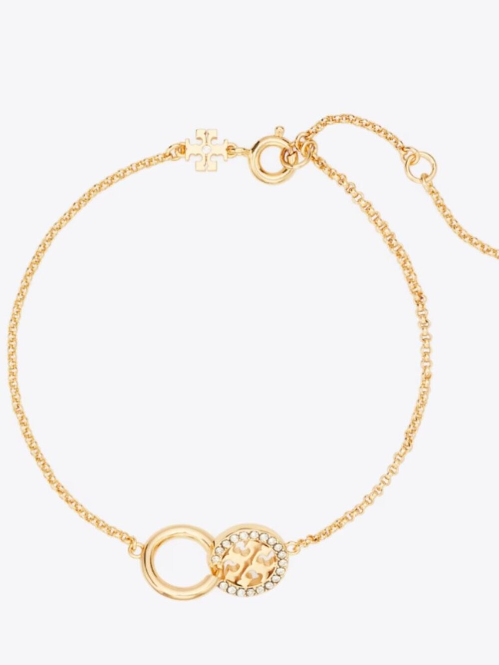 Tory Burch Icon Pave Interlocking Chain Bracelet